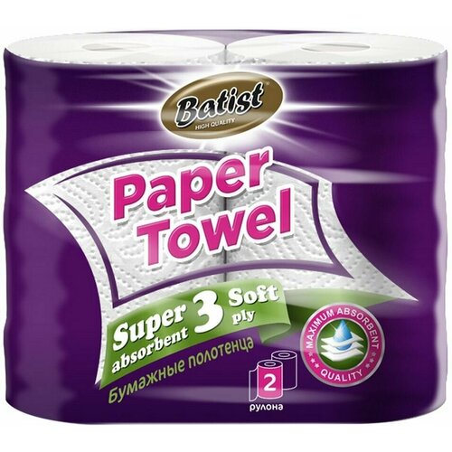 Бумажные полотенца Batist 3 слоя 2 рулона по 12м 518₽