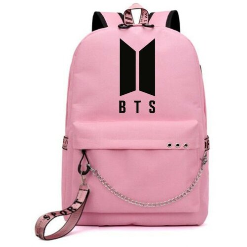 Рюкзак BTS розовый с цепью №1