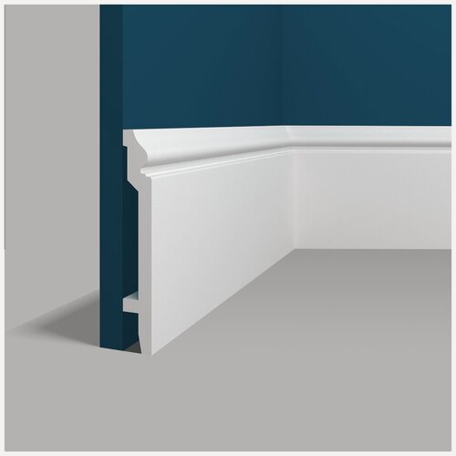 Изображение товара Плинтус напольный 20х138 мм полистирол с кабель каналом под покраску высокий Perfect Plus P31-1 метр ударопрочный