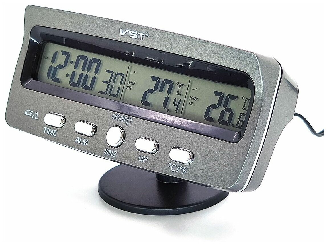 Часы автомобильные VST7045 (темп будильник дата)