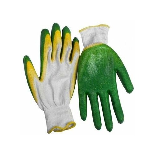 перчатки 2 ой облив зеленые Перчатки х/б с латексным покрытием 2-ой облив 5 пар