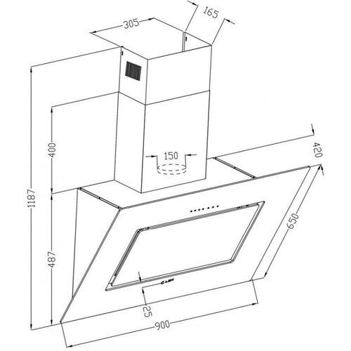 Вытяжка каминная Lex Leila 900 белый управление сенсорное 1 мотор 1814000₽