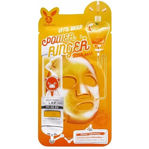 Маска тканевая для лица Elizavecca Power Ringer Mask Pack Vita Deep с витаминным комплексом