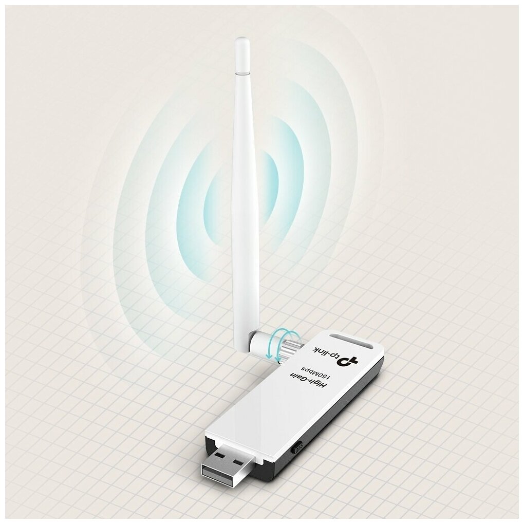 Адаптер USB TP-Link TL-WN722N N150 Wi-Fi, беспроводной, стандарты 802.11n/g/b, до 150 Мбит/с (1/60) - фотография № 12