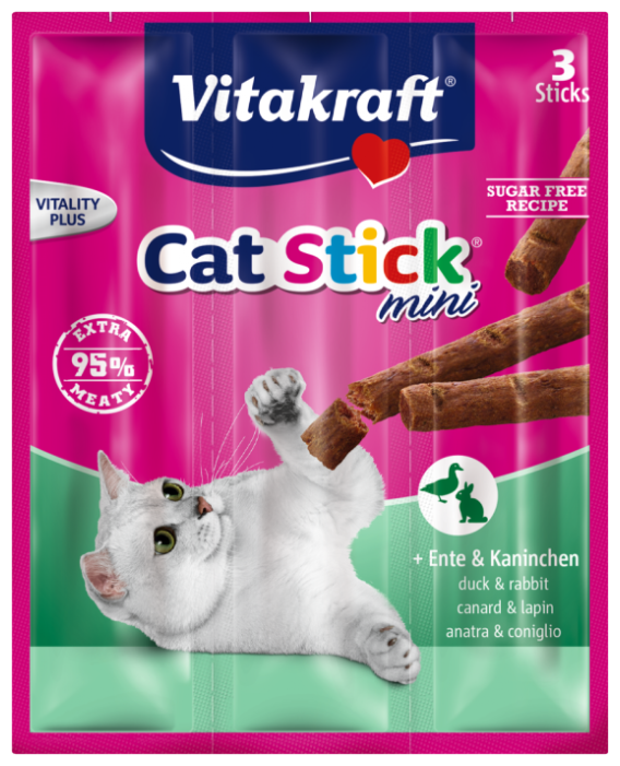 Лакомство для кошек Vitakraft Cat Stick mini Палочки Утка и кролик