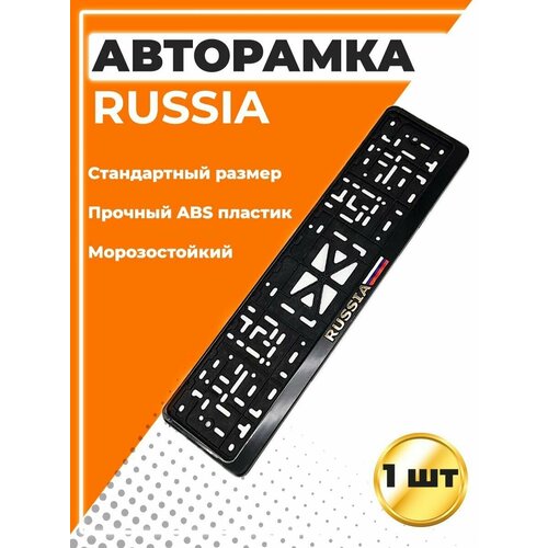 Рамка для номера автомобиля, стандарт, с надписью Russia