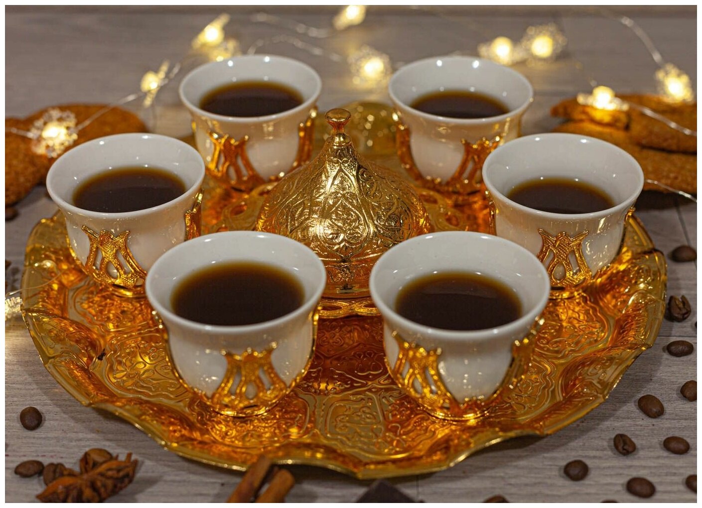 Золотой турецкий набор для кофе — фото 1