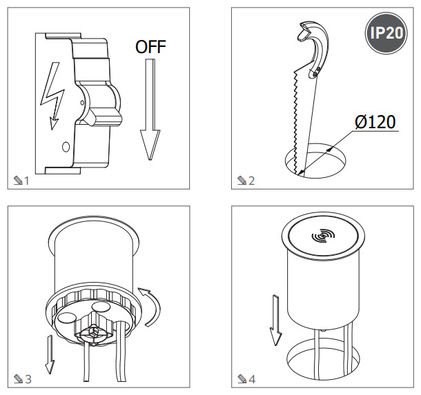 Удлинитель выдвижной COMFORT PLUS 4 розетки AE-BPW4S120P-10 (Schuko), 2xUSB, 2xRJ45, индукционная зарядка 5W, белый с проводом 1,5 метра GTV - фото №4