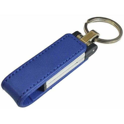 Подарочная флешка кожаная узкая на магните синяя, оригинальный сувенирный USB-накопитель 256GB USB 3.0