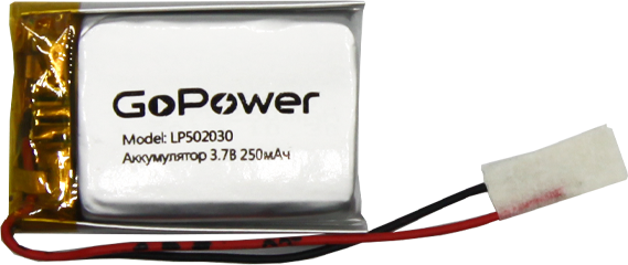 Аккумулятор Li-Pol GoPower LP502030 (00-00019579) Аккумулятор Li-Pol GoPower LP502030 PK1 3.7V 250mAh (1/250) 00-00019579