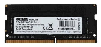 Оперативная память AMD SO-DIMM DDR4 8Gb 2400MHz pc-19200 Radeon R7 Performance Series CL16 R748G2400S2S-U - фотография № 1