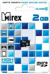 Карта памяти Mirex microSD Class 4 2 GB, чтение: 12 MB/s, запись: 5 MB/s