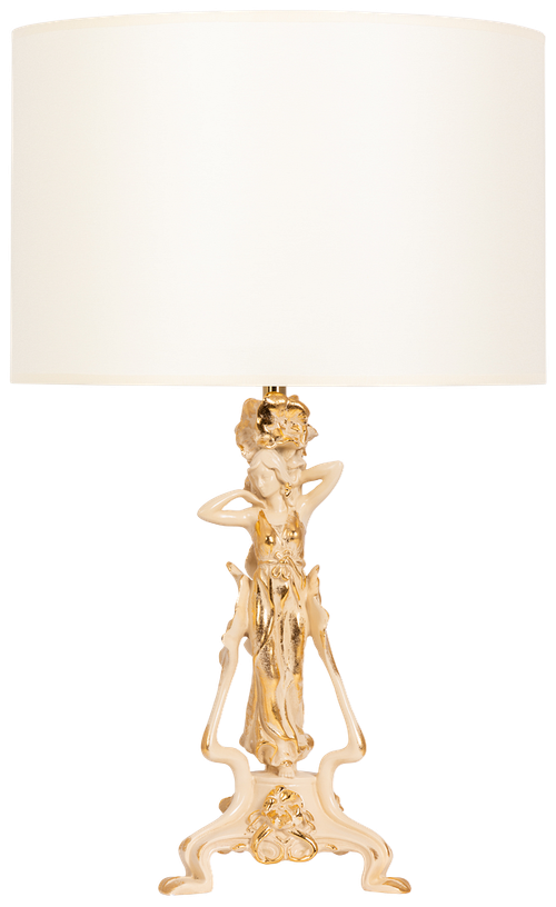 Настольная лампа Bogacho Флора кремовая с бежевым абажуром Винтаж2
