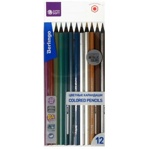 Карандаши 12 цветов . Metallic цветные карандаши cretacolor набор с карандашами и черн бумагой metallic
