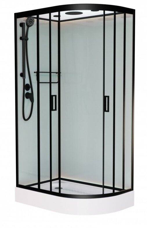 фото Душевая кабина Frank F412R М Black правосторонняя низкий поддон