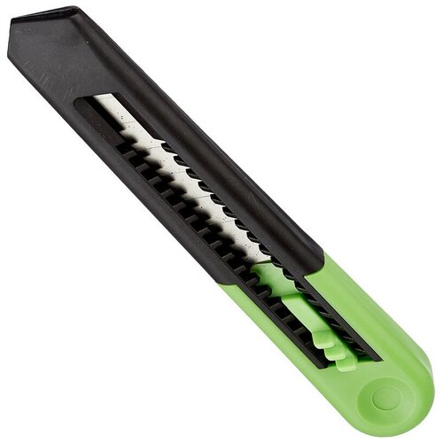Нож канцелярский 18 мм Альфа, с фиксатором, пластик, цвет салатовый