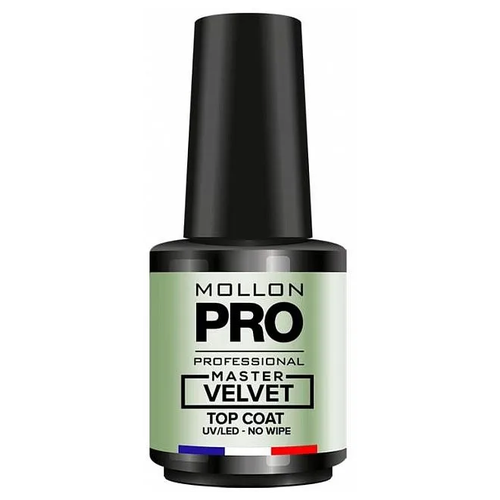 MOLLON PRO Матовое верхнее покрытие без липкого слоя MASTER VELVET TOP COAT NO WIPE (12 ml)