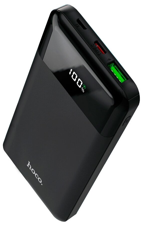 Powerbank (повербанк) 10000 mAh с LED-дисплеем HOCO J102 внешний аккумулятор для телефона с разъемами USB microUSB USB Type-C белый