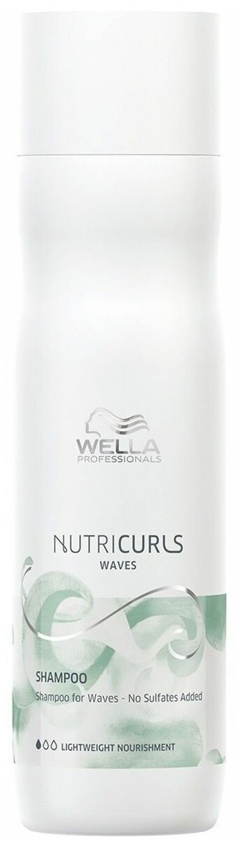 Wella Professionals Бессульфатный шампунь для вьющихся волос Nutricurls Shampoo for Waves No Sulfates Added 250 мл