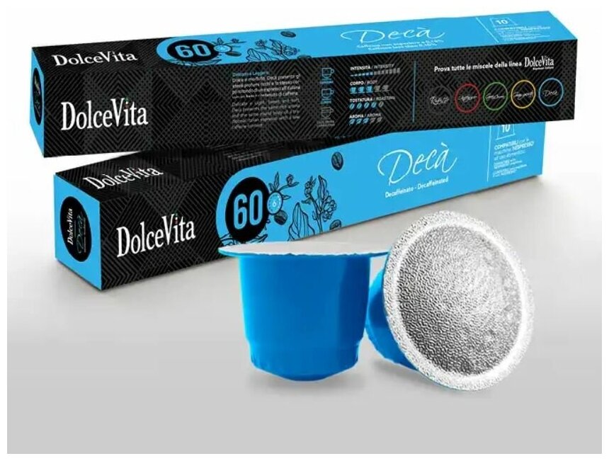 Капсулы для кофемашин Nespresso Original DolceVita "DECAFFEINATO" (10 капсул) пл/к