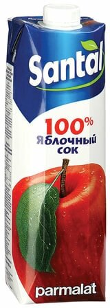 Сок SANTAL (Сантал) яблочный, 1л, для д/п, тетра-пак, ш/к 00061