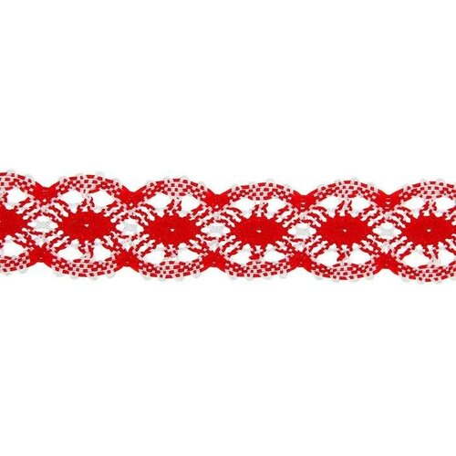 Тесьма плетёная, в рулоне 20 м, красно-белая