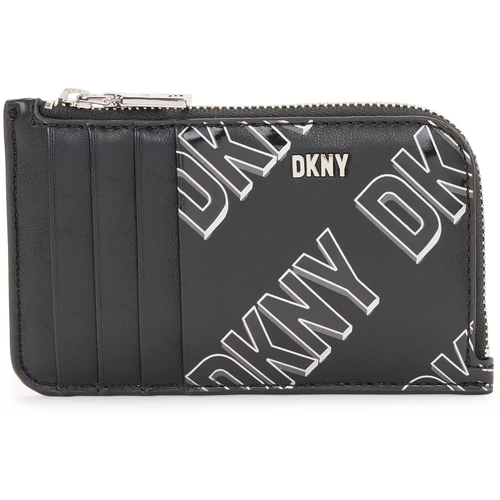 Кардхолдер DKNY черный в лого с карманом на молнии