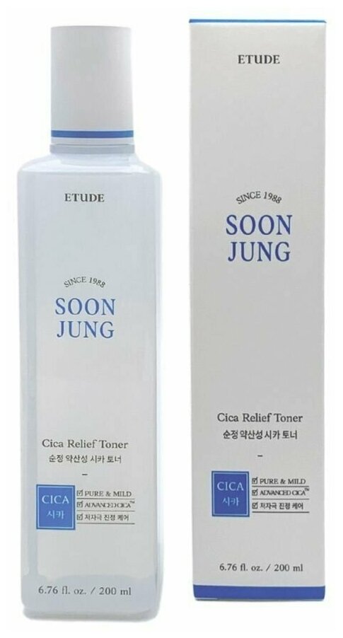 Etude Слабокислотный тонер для лица / Soon Jung CICA Relief Toner, 200 мл