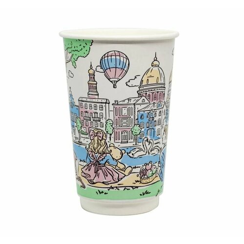 Стакан для праздника бумажный 2сл 300 (430) мл d 90 мм для горячего Настроение (18 шт.)