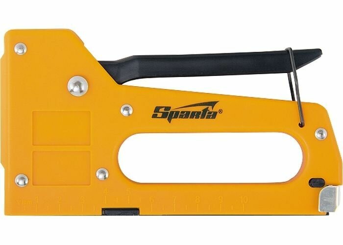Мебельный пластиковый степлер SPARTA со скобами 100 шт тип скобы 53 4-8 мм 42001