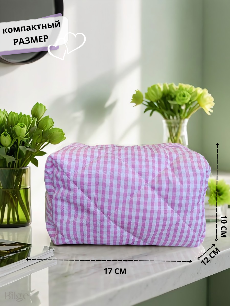 Косметичка Bilger, ширина: 12 см., высота: 10 см., длина: 17 см., , белый, розовый — фото 1