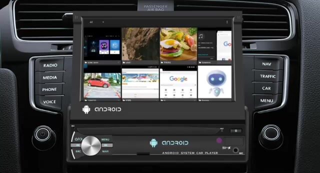 Автомагнитола 1din с Android 2х32 с выдвижным экраном 7" (Bluetooth, USB Wifi) — фото 1