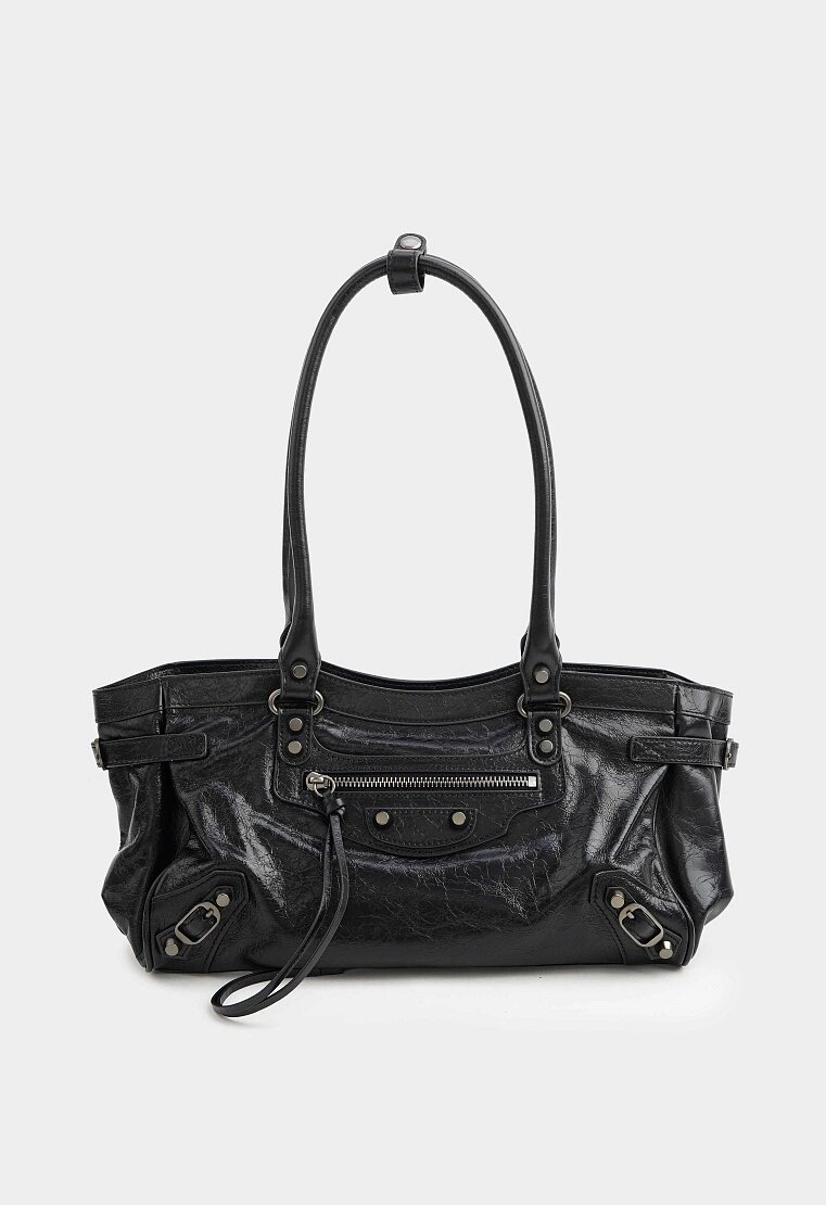 Сумка тоут Mario Berlucci тоут, фактура рельефная, черный