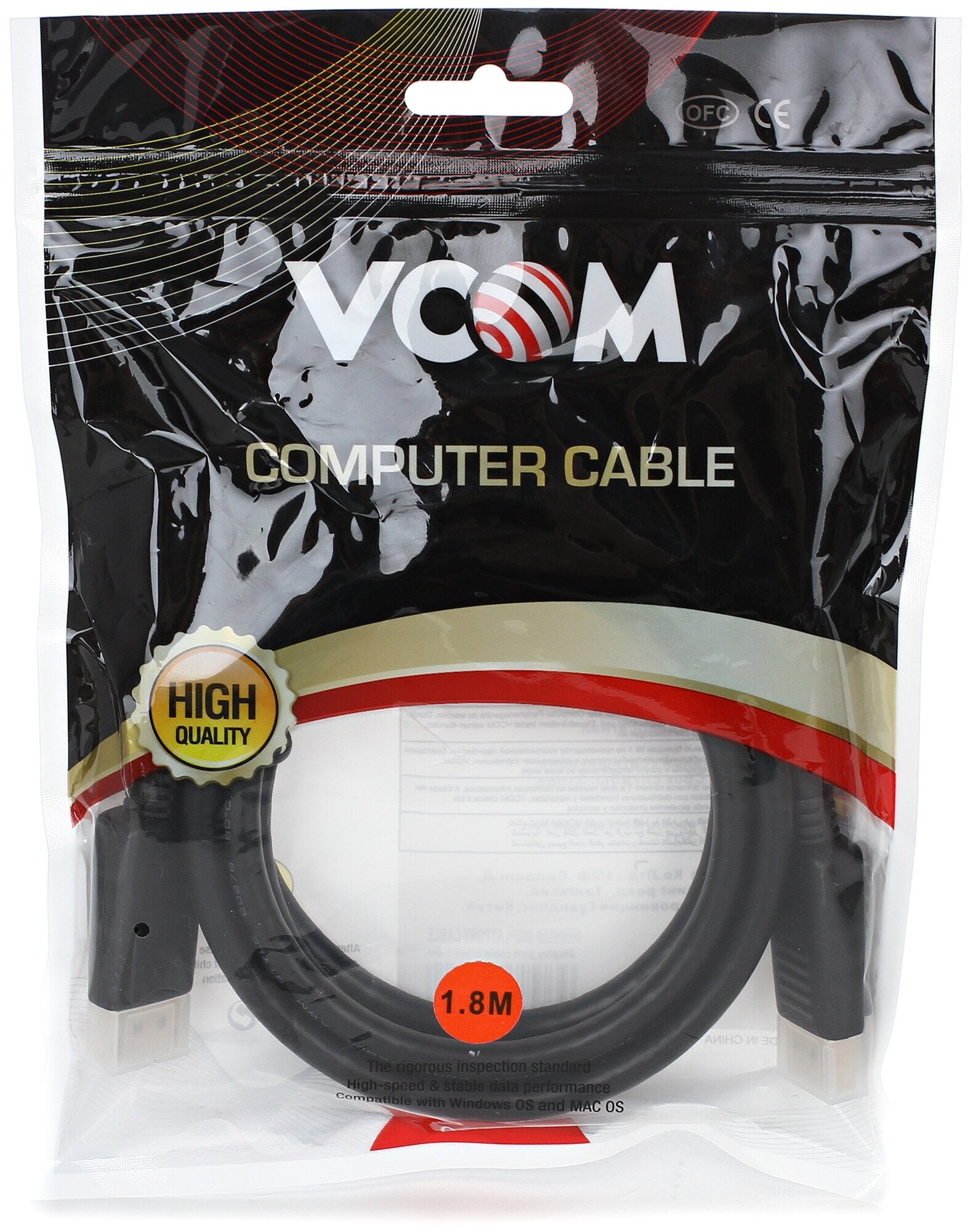 Кабель-переходник VCOM Mini DisplayPort M/Display Port M, 1.4V, 1.8м - фото №3