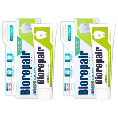 Детская зубная паста Biorepair Junior Мята (2 штуки ЯМ)