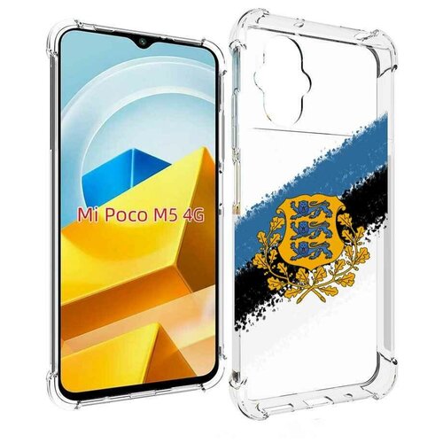 Чехол MyPads герб флаг эстонии-2 для Xiaomi Poco M5 задняя-панель-накладка-бампер