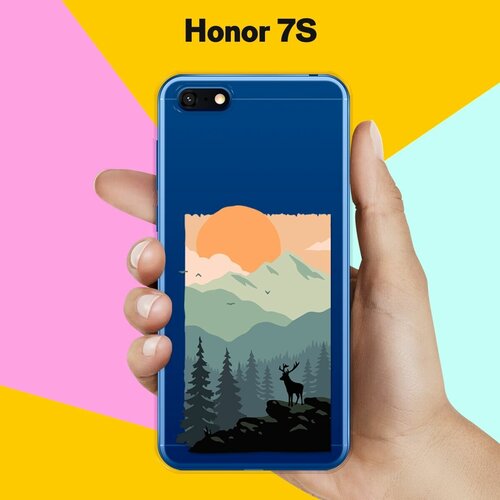 Силиконовый чехол Горы и лес на Honor 7S силиконовый чехол горы и лес на honor 9x