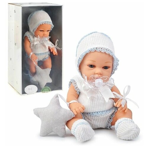 Пупс S+S Toys в костюмчике, шапочке и в вязаных пинетках, 9329/200476329