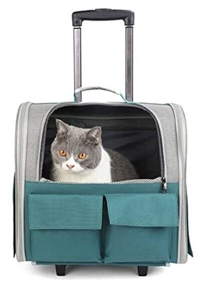 Рюкзак-тележка для путешествий с животными ZooWell Travel серая с зеленым Comfort - фотография № 10