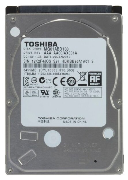 Жесткий диск Toshiba 1 ТБ MQ01ABD100