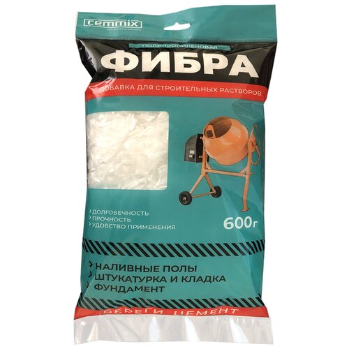 Добавка Фиброволокно Cemmix Фибра полипропиленовая 0.6 кг белый пакет фиброволокно полипропиленовое cemmix cemfibra 600 г