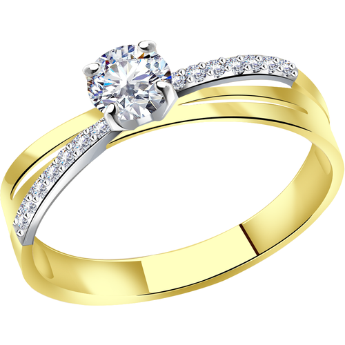 фото Кольцо diamant online, желтое золото, 585 проба, кристаллы swarovski, размер 18.5