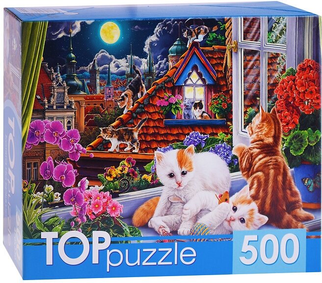 Пазлы 500 TOPpuzzle "Котята на крыше"