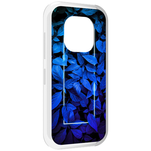 Чехол MyPads голубые цветочки неон для Doogee V20 задняя-панель-накладка-бампер