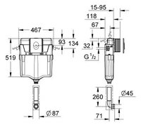 Бачок скрытого монтажа Grohe GD2 38895000 белый/хром