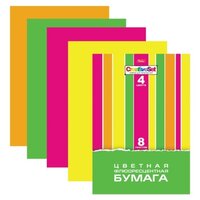 Цветная бумага Creative Set Hatber, A4, 8 л., 4 цв.