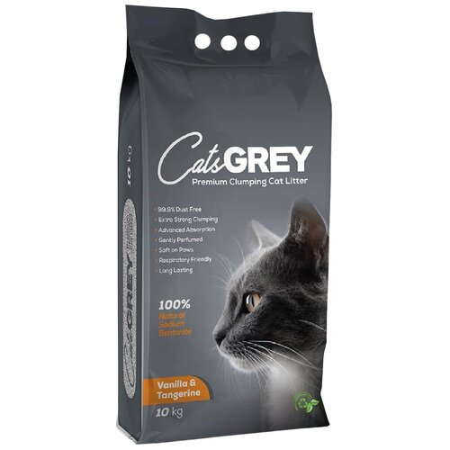 Наполнитель для кошек​ ​​Cat's Grey Vanilla&Tangerine​ комкующийся, с ароматом ванили и танжерина 10 кг наполнитель для кошек​ ​​cat s grey vanilla