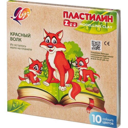 фото Пластилин луч zoo 10 цветов 150 г, со стеком