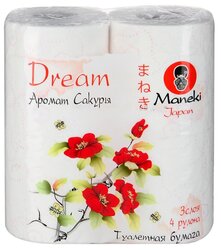 Туалетная бумага Maneki Dream Аромат сакуры белая трёхслойная