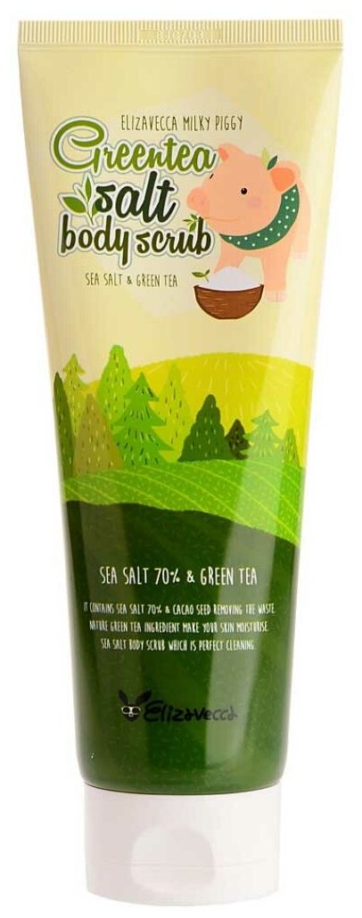 Elizavecca Milky Piggy Greentea Salt Body Scrub Скраб для тела с морской солью и экстрактом зелёного чая 300г